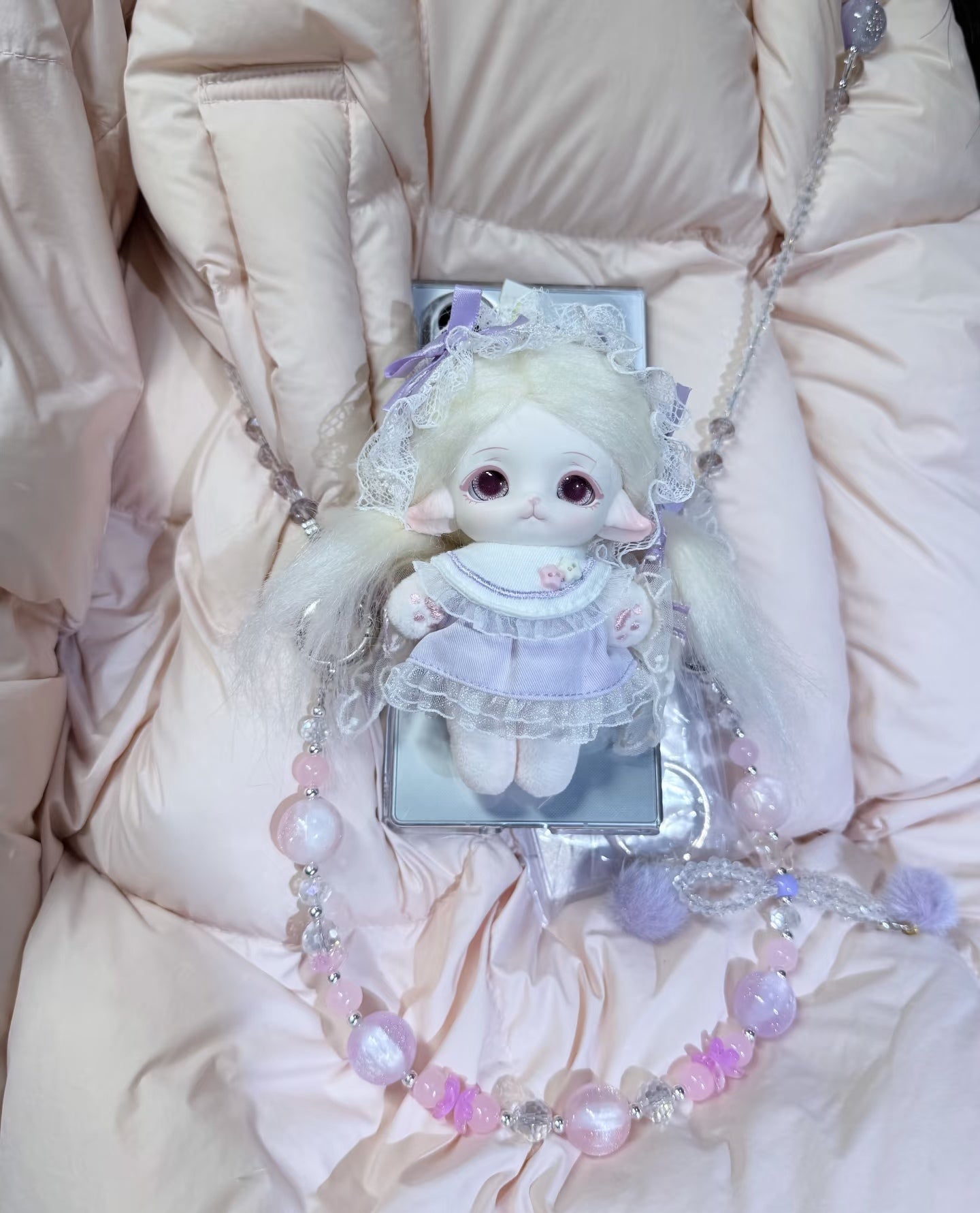 Handcrafted Blind Box Doll Phone Case with Artisan Beaded Lanyard – One of One Edition